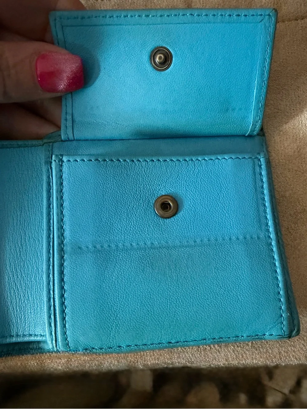Bottega Veneta Intrecciato Brown & Turquoise Bifold Super Soft Leather Wallet
